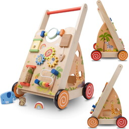 Pchacz dla dziecka 2w1 drewniany chodzik interaktywny XXL,