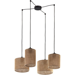 Lampa wisząca czarna boho z brązowymi kloszami 4-punktowa