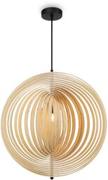 ROOTS Lampa wisząca drewno jasne czarna H362.5cm fi60cm