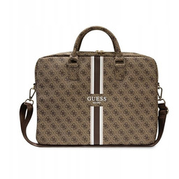Skórzana Torba Guess na Laptop 16 cali, brązowa,
