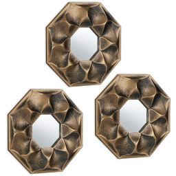 Relaxdays Lustro zestaw 3 szt., ośmiokątne lustro ozdobne,