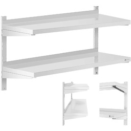 Półka ścienna wisząca gastronomiczna podwójna z regulacją Stal