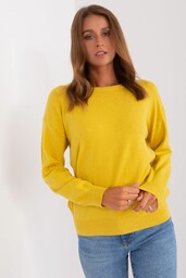 Żółty sweter damski klasyczny z długim rękawem