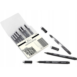 CIENKOPISY CZARNE PISAKI MAZAKI KREŚLARSKIE DO SZKICOWANIA ZESTAW