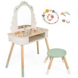 CLASSIC WORLD Drewniana Toaletka z Lustrem Krzesełkiem