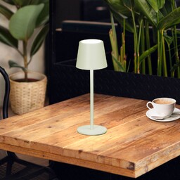 FH Lighting Lampa stołowa LED Roxi, miętowo-zielona, metal,