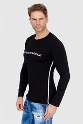 EMPORIO ARMANI Czarny longsleeve męski z lampasami, Rozmiar