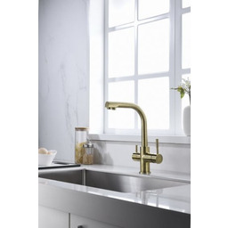 Blue Water Alabama Antyczny Mosiądz Trójdrożna bateria kuchenna