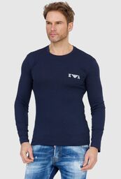 EMPORIO ARMANI Granatowy longsleeve męski z szarym logo,
