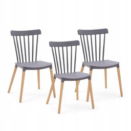 3x Krzesło Skandynawskie Szare Jadalniane Tanie Klasyczne Krzesła