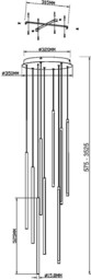LIGHT STICK Lampa wisząca mosiądz rurki H352cm FI35cm