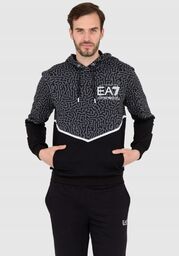 EA7 Czarno-szara bluza z kapturem w moro, Rozmiar