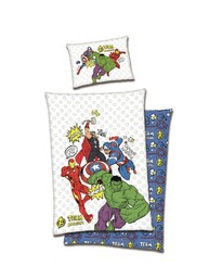 Carbotex Pościel bawełniana 140x200 AVENGERS biała niebieska kolorowa