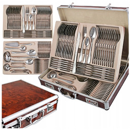 Zestaw Sztućce Komplet Satynowe Sztućce 72 sztuk Walizka