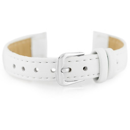 Pasek skórzany do zegarka - biały - 12mm