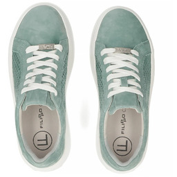 Skórzane półbuty sneakersy damskie ażurowe zielone Filippo DP7520/26