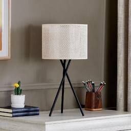 Lampa stołowa Lindby Soula, Ø 26 cm, beżowy,