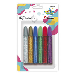 Klej z brokatem 6 kolorów x 10ml Titanum