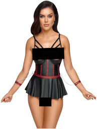 Cottelli Bondage - błyszczący zestaw i kajdanki (czarne)