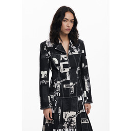 Marynarka z zamkiem błyskawicznym w stylu gazety