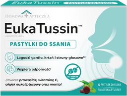 EukaTussin, smak eukaliptusowy, 12 pastylek do ssania