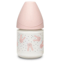 Suavinex Butelka premium szklana Królik różowy 120 ml