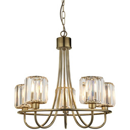 Lampa wisząca mosiężna 5-punktowa ze szklanymi kloszami 107802