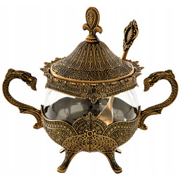 Cukiernica złota z łyżeczką platerowana