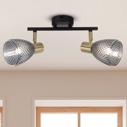 Näve Lampa sufitowa Lindita, 2-punktowa, szkło, dymnoszara, E14