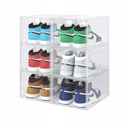 6x sztywne pudełka na buty XL przezroczyste gablotki