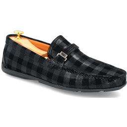 Eleganckie mokasyny męskie - JOHN DOUBARE 628A-3-H04X CZARNE