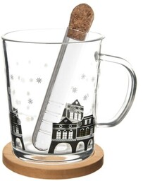 Orion Szklany kubek z infuzorem DOMKI, 420 ml