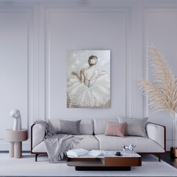 Ręcznie zdobiony obraz z płótnie z motywem baletnicy