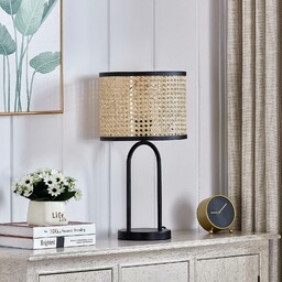 Lampa stołowa Lindby Yaelle, wysokość 50 cm, rattan,