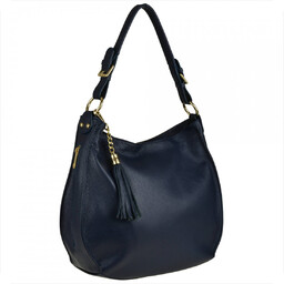 Duża torebka shopper skóra naturalna włoska granatowa