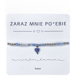 Pakamera Bransoletka z alfabetem Morse Akwamaryn, Hematyt