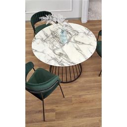 Stół okrągły biały marmur / czarny mat 110