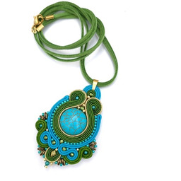 Pakamera Wisiorek naszyjnik sutasz turkusowo zielony Iris