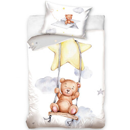 Carbotex Pościel bawełniana 90x120 poszewka 40x60 Miś