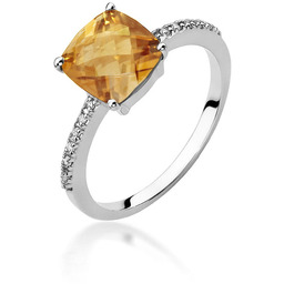 Złoty pierścionek Cytryn 2,00ct białe złoto pr. 585