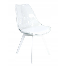 Krzesło Przezroczyste Transparentne Ekoskóra Białe Nogi Poduszka Camila