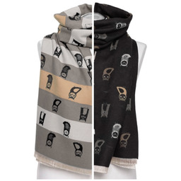 Moraj Czarny Dwustronny Damski Szal W Sowy