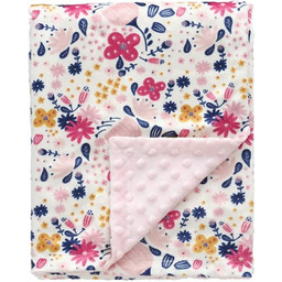 CREVENT Kwiatowy koc niemowlęcy z kropkowanym spodem