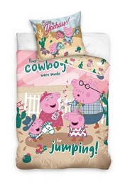 Carbotex Pościel bawełniana 140x200 Świnka Peppa różowa kolorowa