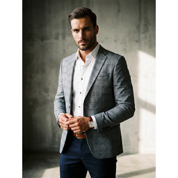 Marynarka męska w kratę casual granatowa Denley Roberto