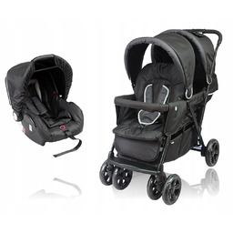 Wózek bliźniaczy Bambisol double Combi Noir Gris Rok