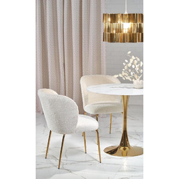 Stół okrągły biały marmur / złoty mat 90