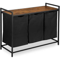 LOFTINSPIRED Kosz na pranie Artus 160L Czarno-brązowy