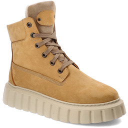 Armodo Żółte Botki Ocieplane Obuwie Damskie Na Platformie