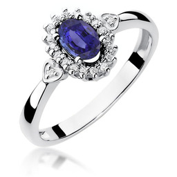 Złoty pierścionek Tanzanit 0,40ct białe złoto pr. 585